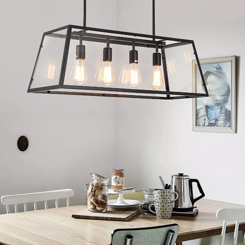 Industrial Black Island Light Metallic Pendant Lighting Fixture for Dining Room