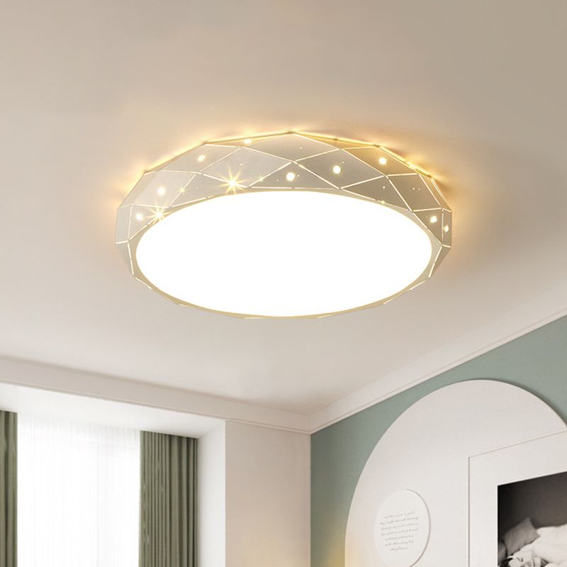 Laser Cut Rounded Acrylic Ceiling Flush Nordic White 18"/21.5" Wide Integrated LED Flush Mount Lighting Fixture for Bedroom