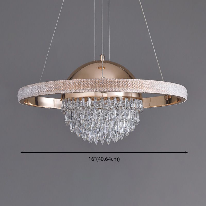 Gold Finish Globe Chandelier Modern Stylish LED Crystal Hanging Light in 3 Color Light