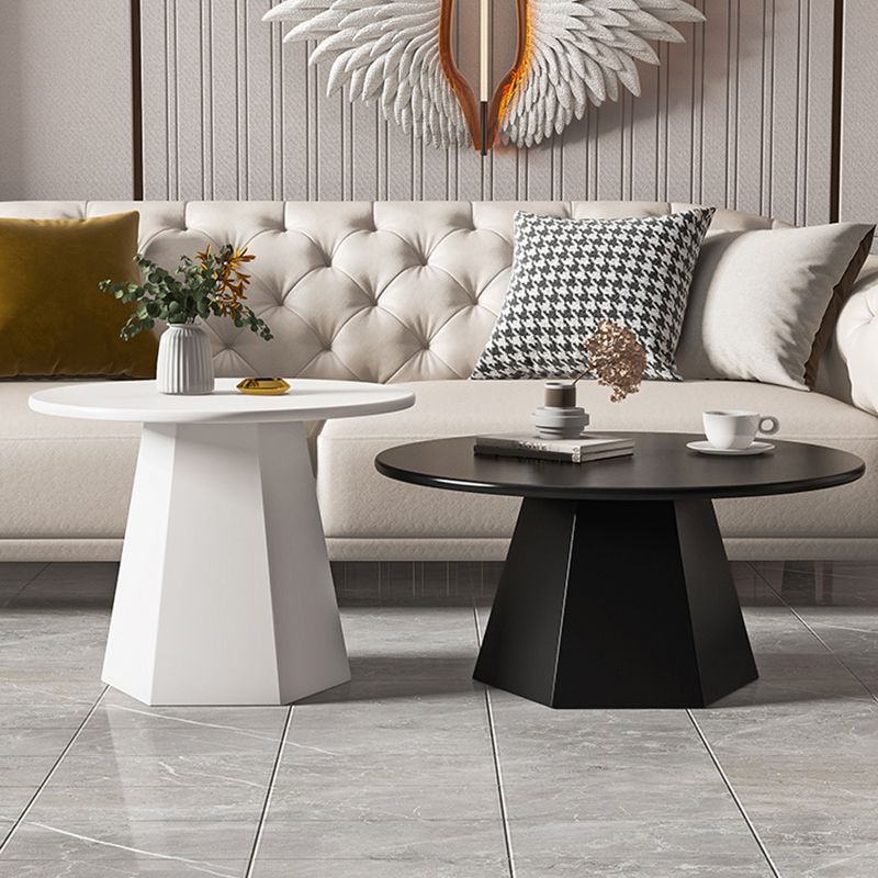Round Metal Coffee Table Set Pedestal Simple Cocktail Table for Living Room