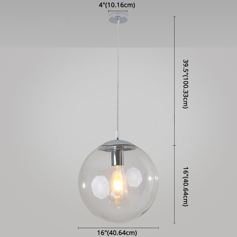 Minimaliste moderne à 1 lampe à la lumière Lumière Bubble Boule de verre transparent Lumière suspendue avec 39 "fil suspendu