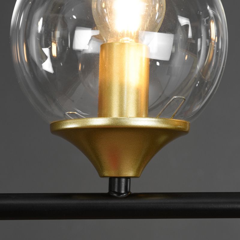 Metal Linear Island Light with Glass Ball Shape Nordic Minimalist Style Metal Island Pendant for Dining Room