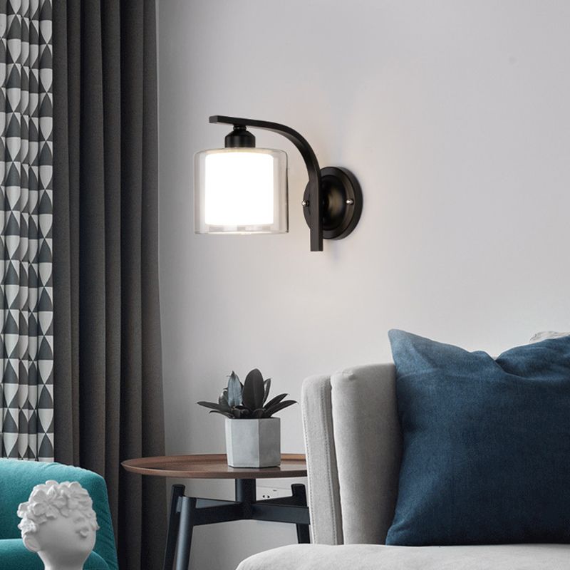 Zeitgenössische klare Glas Wandleuchte 1 Kopfmetallwandlicht für Wohnzimmer