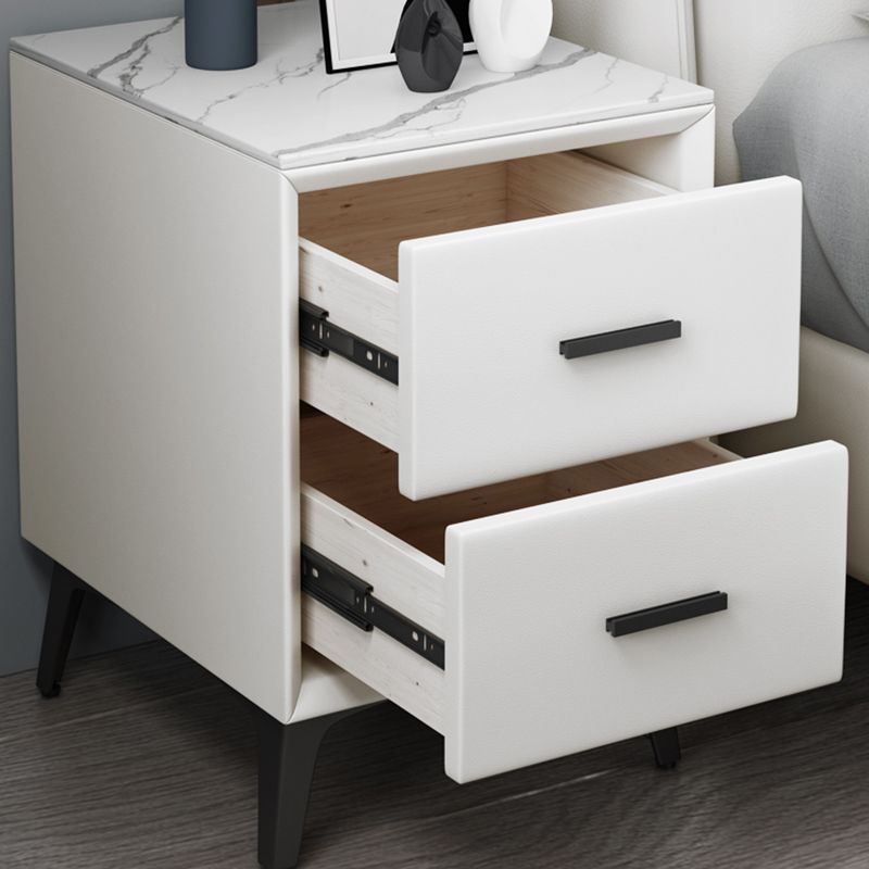 Modern Slate Top Night Table Bedroom 2 Drawers Night Stand with Legs
