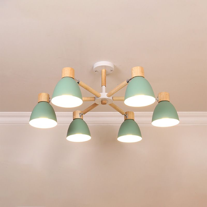 Bell Chandelier Light Fixtures Macaroon Multi-Head Hanging Lamps with Aluminum Shade