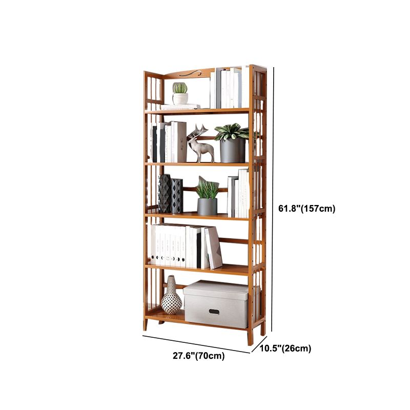 Modern Vertical Bamboo Shelf Etagere Espresso Shelf Bookcase for Bedroom