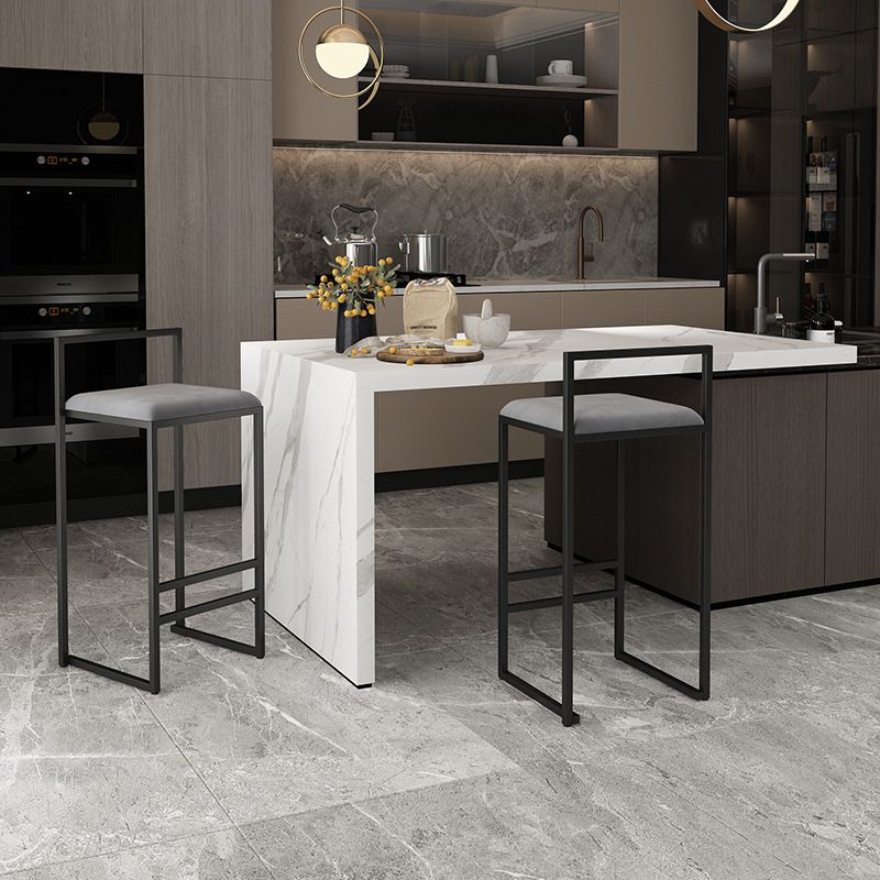 Contemporary Jewelry Shop Footrest Counter Stool Matte Finish Velvet Barstool