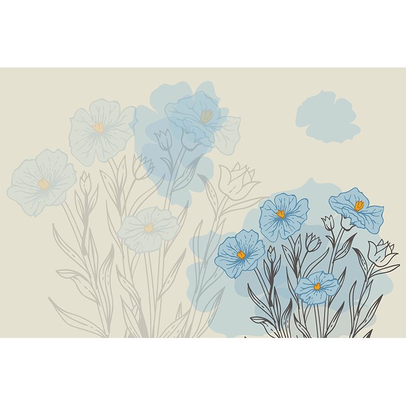 Plants Illustration Wallpaper Environment Friendly Mildew Resistant Indoor Wall Mural