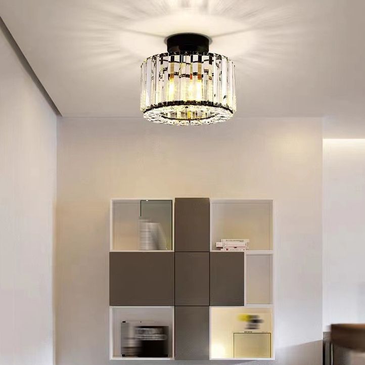 1-Light Modern Style Flush Mount Crystal Ceiling Light for Aisle