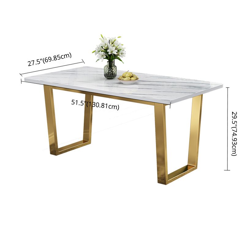 Rectangular Scandinavian Style Sintered Stone Dining Room Set Dining Furniture with Metallic Base