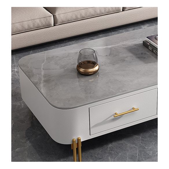 Glam 4 Legs Coffee Table Slate Rectangular Coffee Table for Home