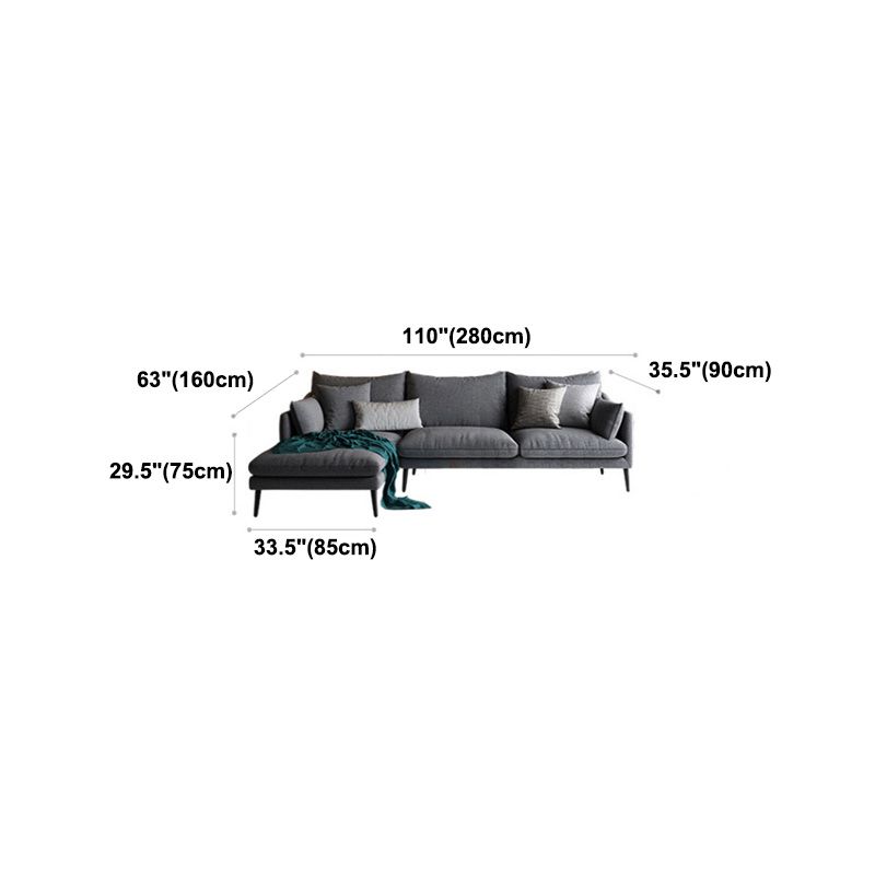 Modern 3/4-seater Fabric Sofa & Chaise Grey Slipcovered Sectional