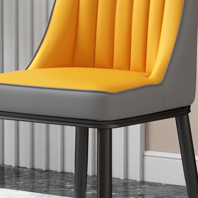 Glam Parsons Dining Side Chair Leather Indoor Dining Chair with Metal Legs