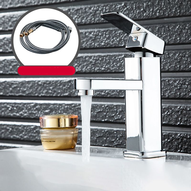 Cubic Vessel Sink Faucet Simple Low Arc Bathroom Faucet with 1 Hole