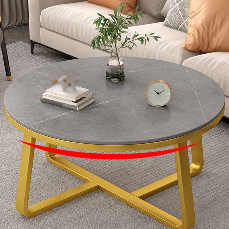 Slate and Metal Single Coffee Table Round Frame 1 Coffee Table