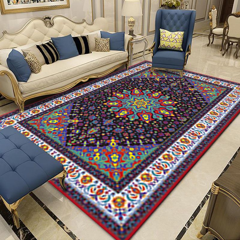 Mid-Century Medallion Print Carpet Victorian Rug Polyester Washable Anti-Slip Carpet for Home Decor