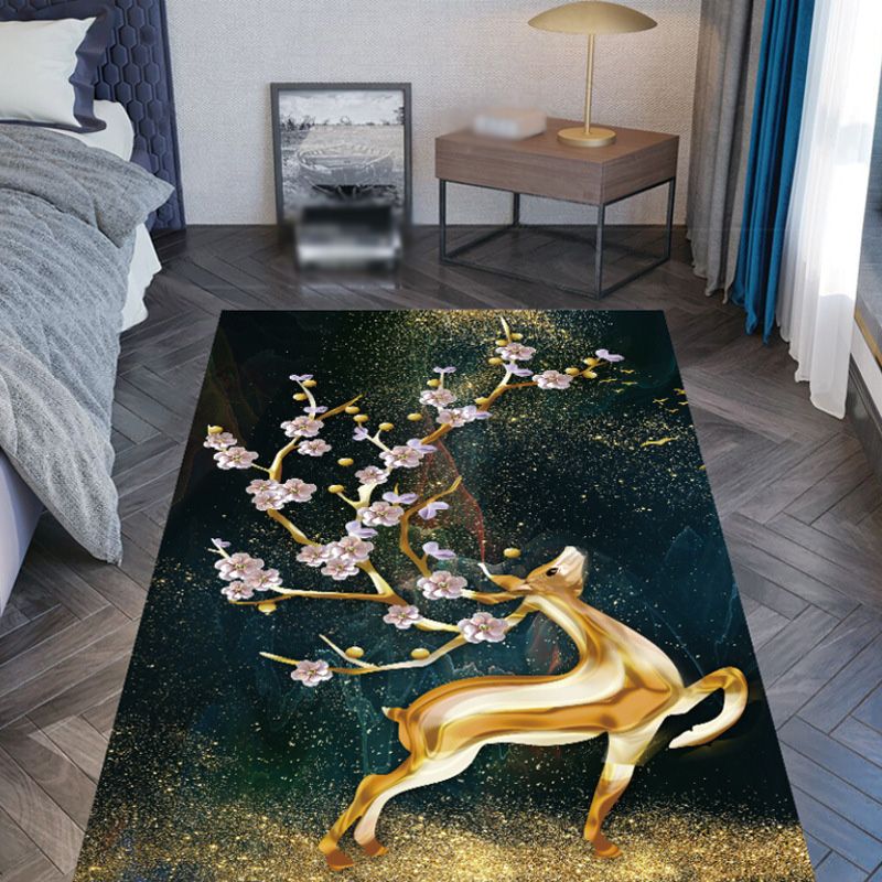 Modern Indoor Rug Leisure Animal Pattern Carpet Polyester Washable Area Rug with Non-Slip Backing