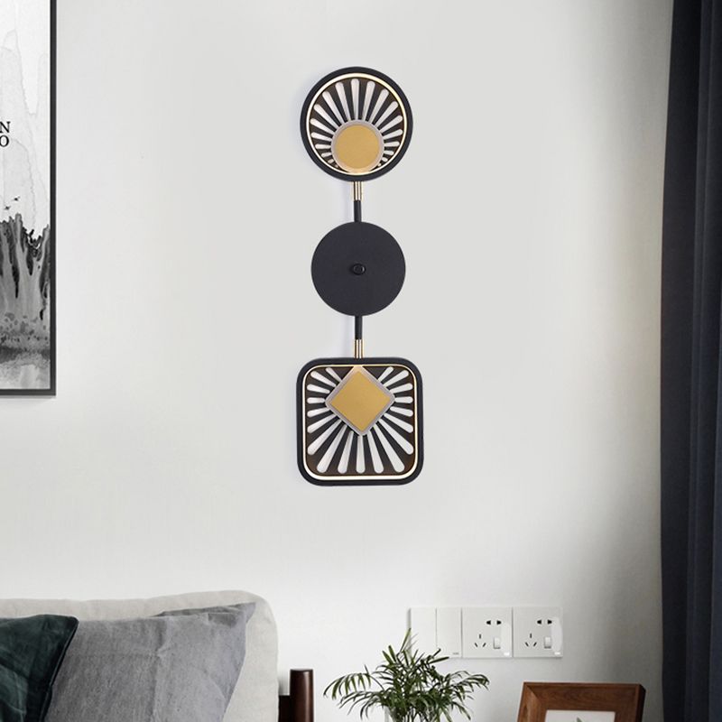 Secteur Forme du salon Murale Lumière Métallique LED Contemporain Mur Mount Applique en noir