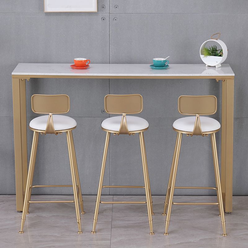 Glam Indoor 1/2/3/4/9 Pub Dining Set Pieces Rectangle White Marble Bistro Set