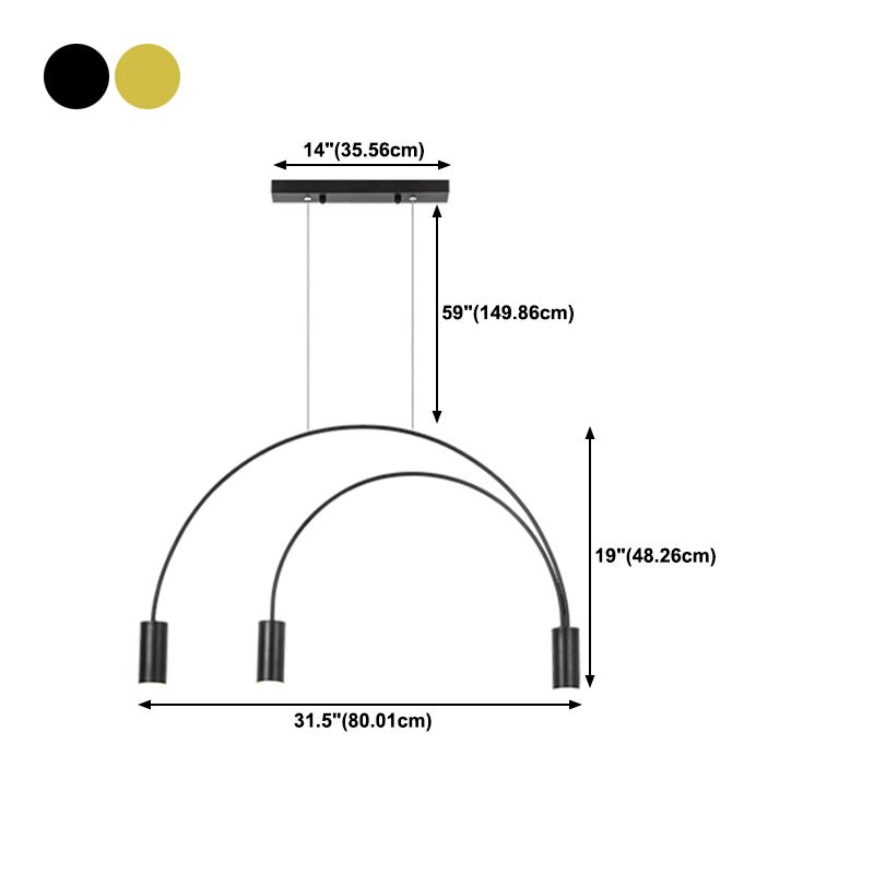 Aluminum 2 / 3 / 4 / 5 - Light Ceiling Light- Black / Gold Linear Kitchen Island Fixture