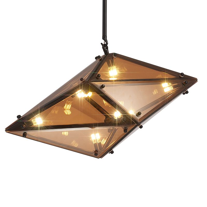 Postmoderne Geometrieglas-Kronleuchter 16 Leichter Einfachheit Wohnzimmer Beleuchtung mit 31,5 "HABTE