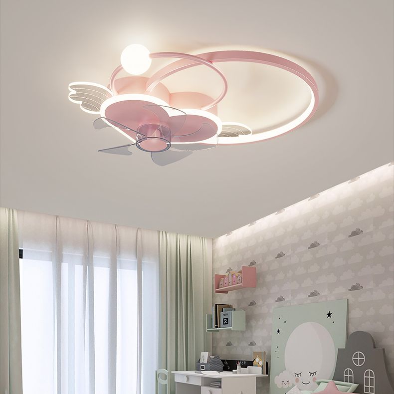 Heart and Halo en forma de techo en forma de anillo Cartoon acrílico LED LED Semi Flush Light