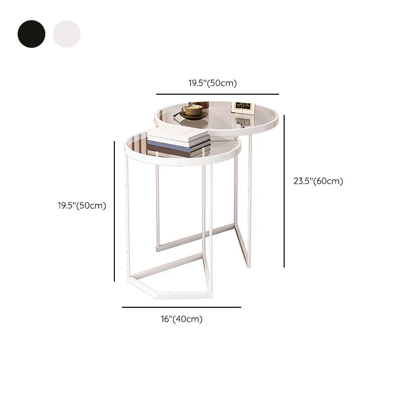 Minimalistic Coffee Table Round Glass Top Cocktail Table with Storage