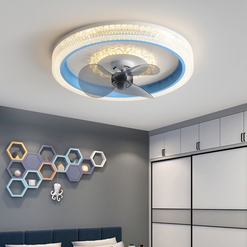 Modern Style Round Shape Ceiling Fan Lamps Metal 2 Light Ceiling Fan Lighting for Bedroom