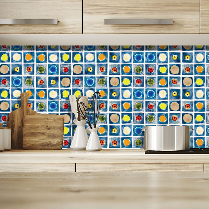 Circle Pattern Adhesive Wallpaper Panels Contemporary Vinyl Wall Art for Kitchen