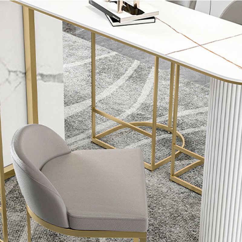 Modern Sintered Stone Bar Table Metal Base Dining Table for Kitchen Living Room