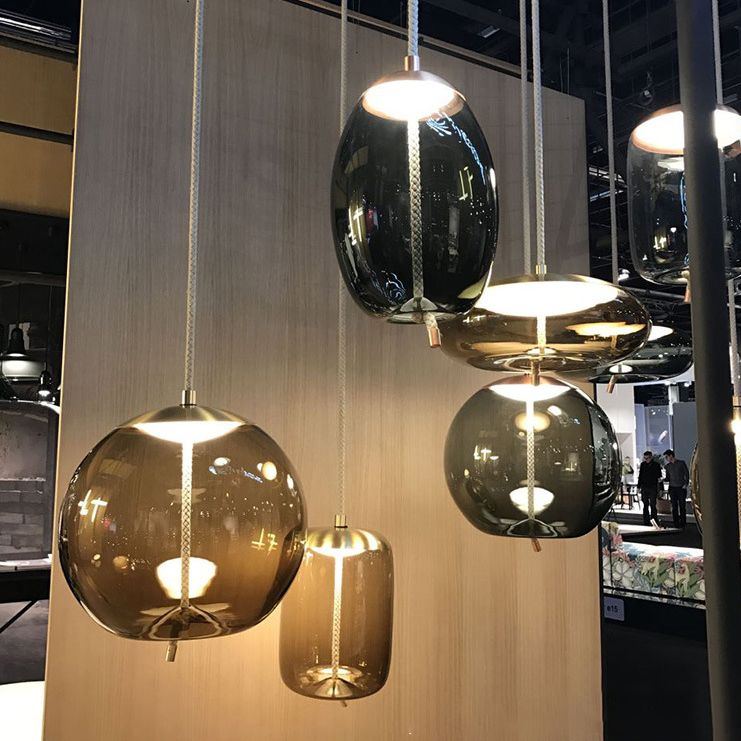 1 Light Mason Jar Pendant Light Modern Hand Blown Glass Shade Hanging Lamp for Living Room