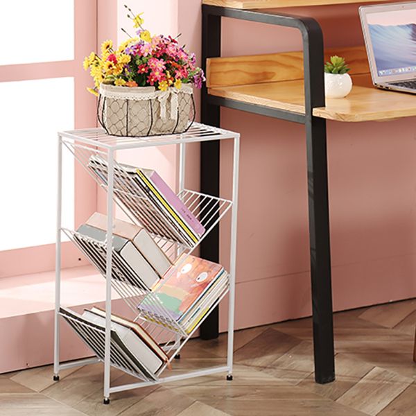 9.84"W Bookshelf Contemporary Style White Bookcase for Home Office