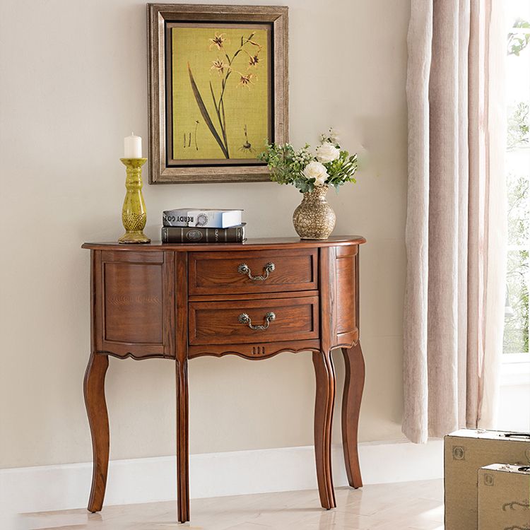 Mid-Century Modern Wood Accent Table Half Moon Console Sofa Table for Hall