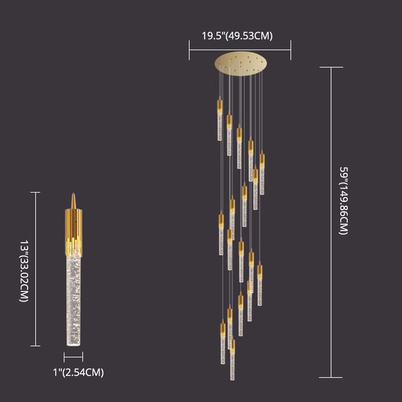 Bubble Glassrohr Anhänger Licht minimalistisch Gold Multiple hängende Licht für Treppen