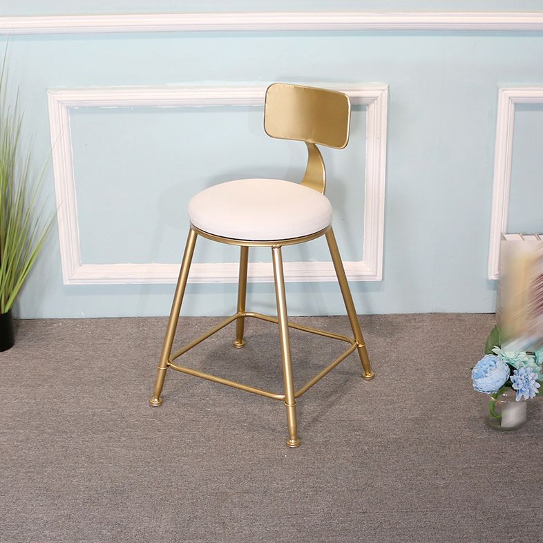 Glam Metal Bar and Counter Stool Low Back Stool with 4 Gold Legs