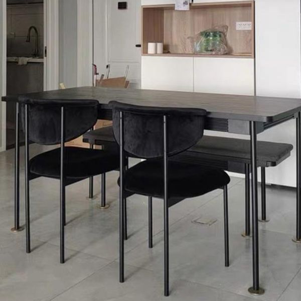 Juego de sillas de metal de estilo contemporáneo, sillas de cocina con respaldo abierto
