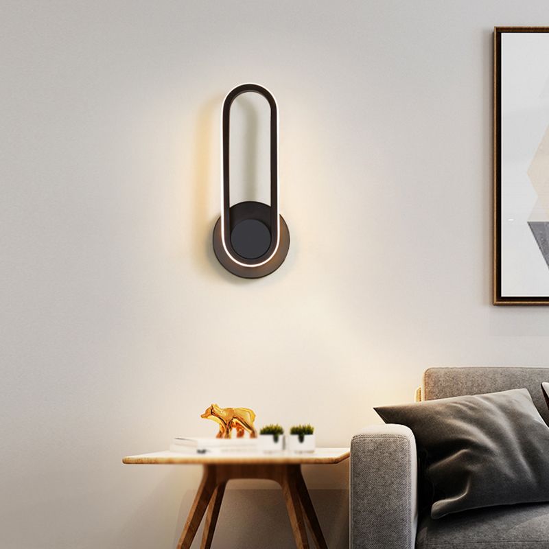 Modern Style Elliptical Shape Wall Sconce Metal 1 Light Wall Light for Bedroom
