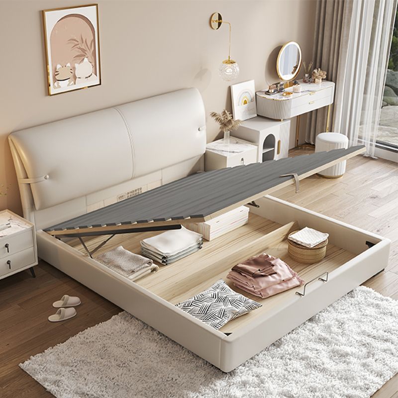 Wood and Upholstered Panel Bed Modernism 39.4" Tall Bed Frame