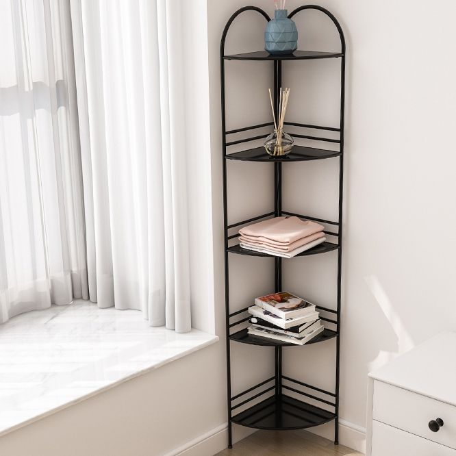 Modern Style Corner Bookshelf Open Back Metal Bookcase for Home