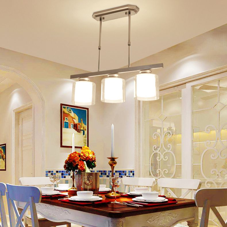 Fidutri di illuminazione a lampadario contemporanei di vetro a vetro pulito contemporaneo dell'isola per tavolo da pranzo