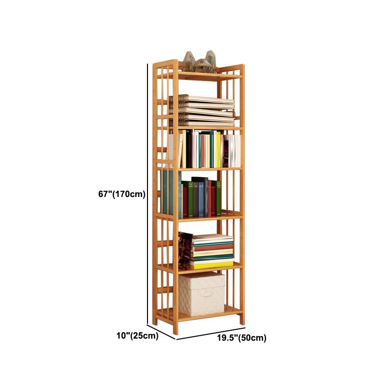 Contemporary Brown Bamboo Shelf Bookcase Open Bookcase for Study Room