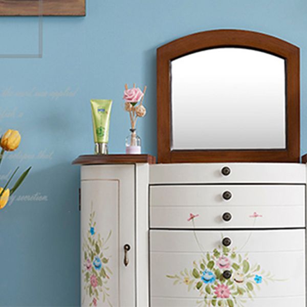 Victorian 1- Drawers Vanity Set with Stool and Mirror Dressing Table