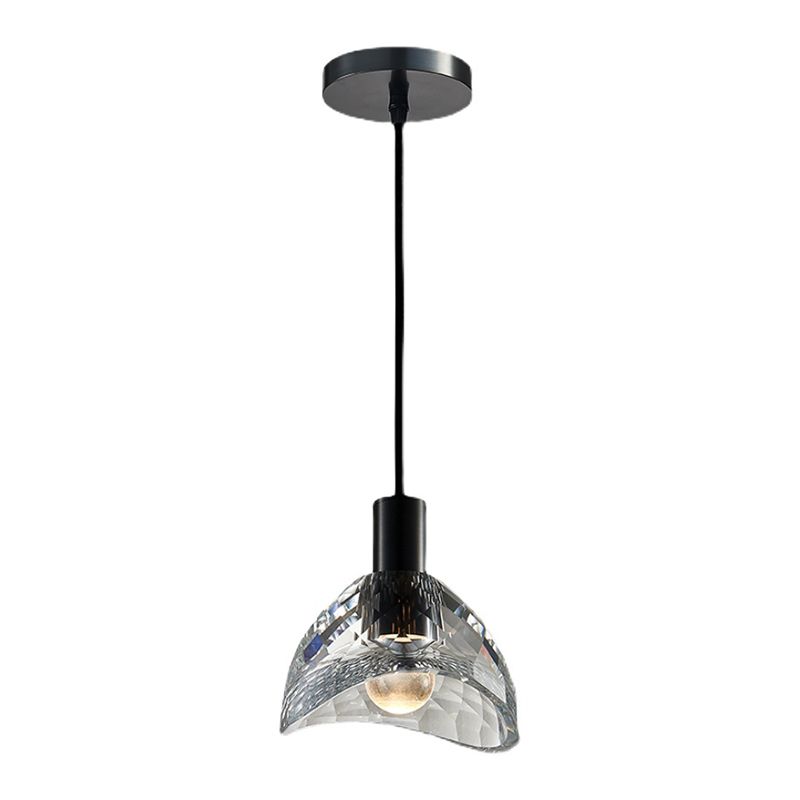 Pendre en cristal noir en cuivre de style luxe moderne lampe à suspension géométrique pour chambre à coucher