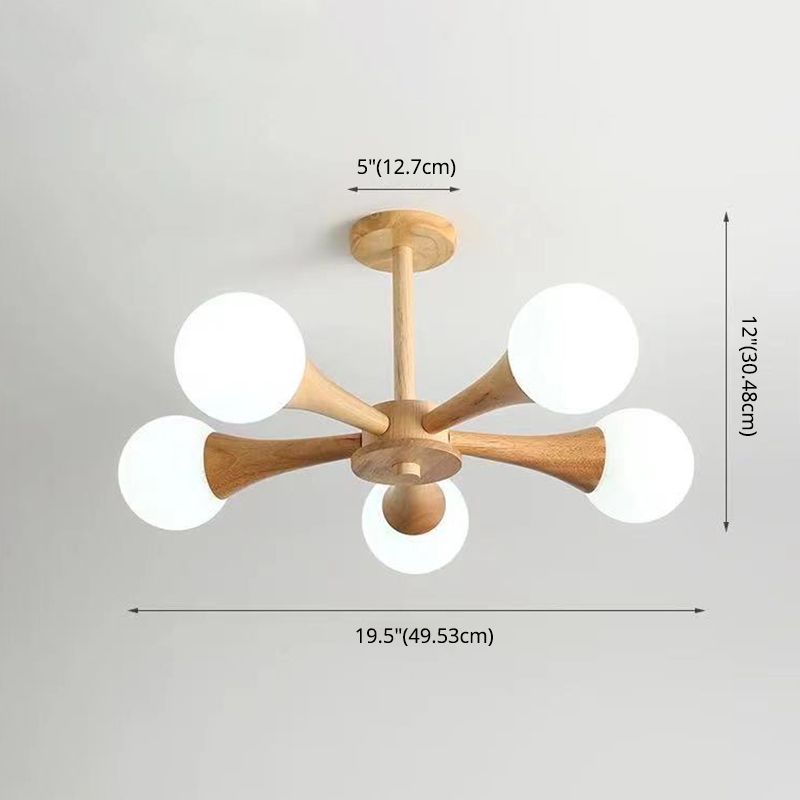 Ultra-Modern Sputnik appeso il lampadario sospensione in legno con cavo sospeso per soggiorno