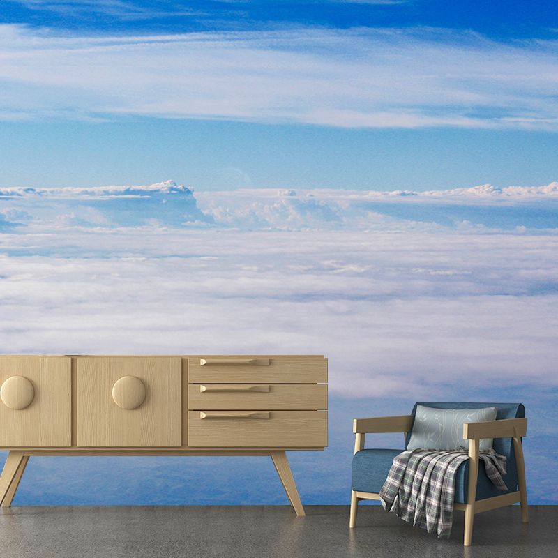 Photo Sky Mural Wallpaper for Sitting Room Decor in Blue, Made to Measure