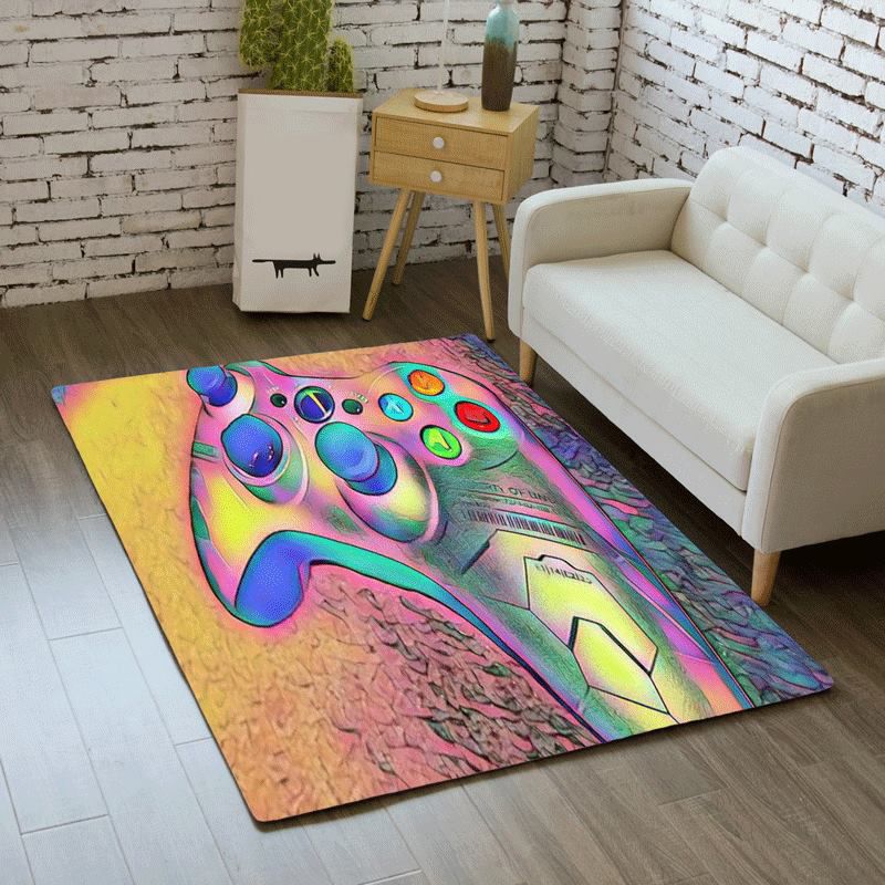 Trendy Game Controller Pattern Carpet Polyester Rug Stain Resistant Area Carpet for Living Room
