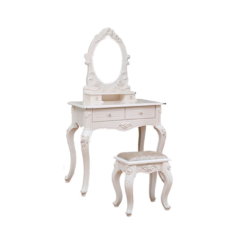 Victorian Bedroom With Drawer Mirror Solid Wood Makeup Vanity Set