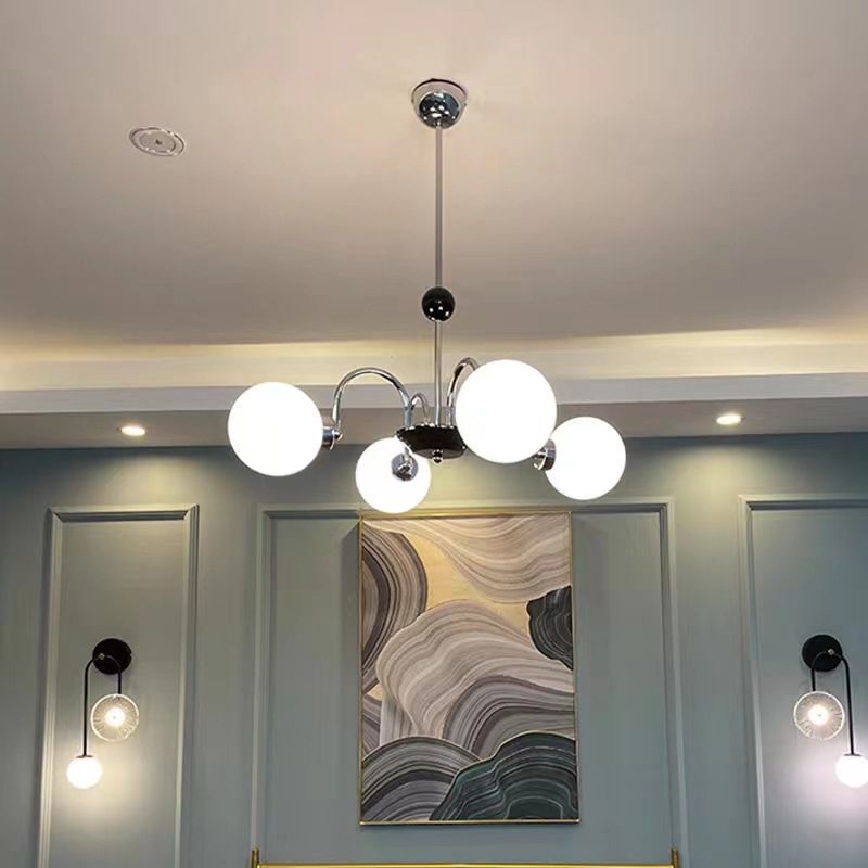 Spherical Shape Chandelier Light Modern Style Glass Multi Light Hanging Lamp for Kitchen