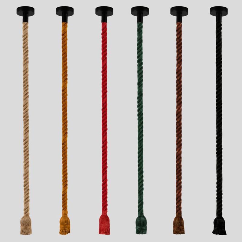 Vintage Bare Bulb Design Drop Lighting 1-Light Rope Pendant Light Fixture for Bar