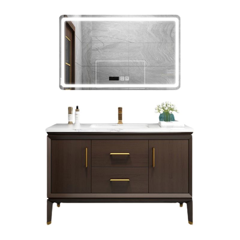 Bathroom Vanity Set Single Sink LED Mirror Sink Vanity with Faucet